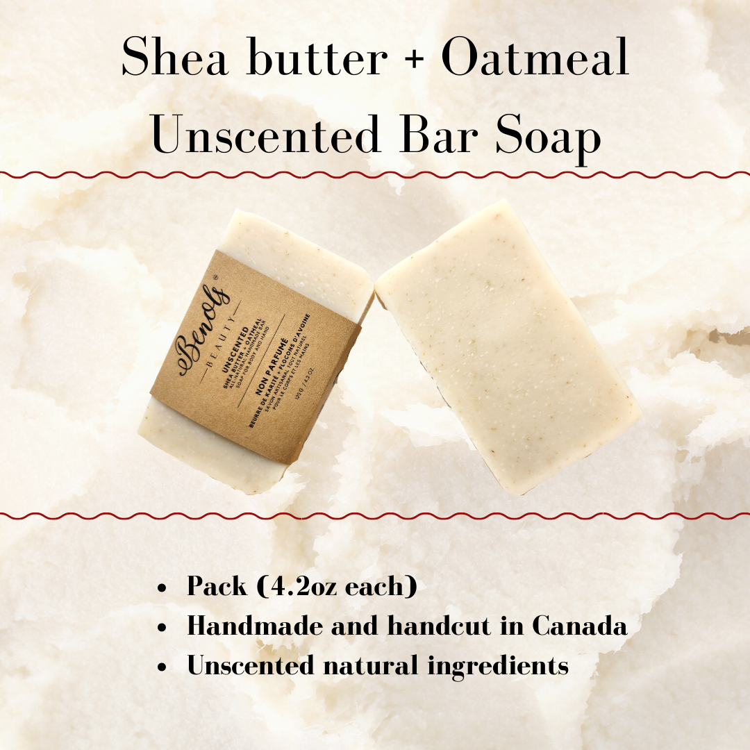 Benols Beauty Shea butter + Oatmeal (Unscented) Bar Soap - Benols Beauty