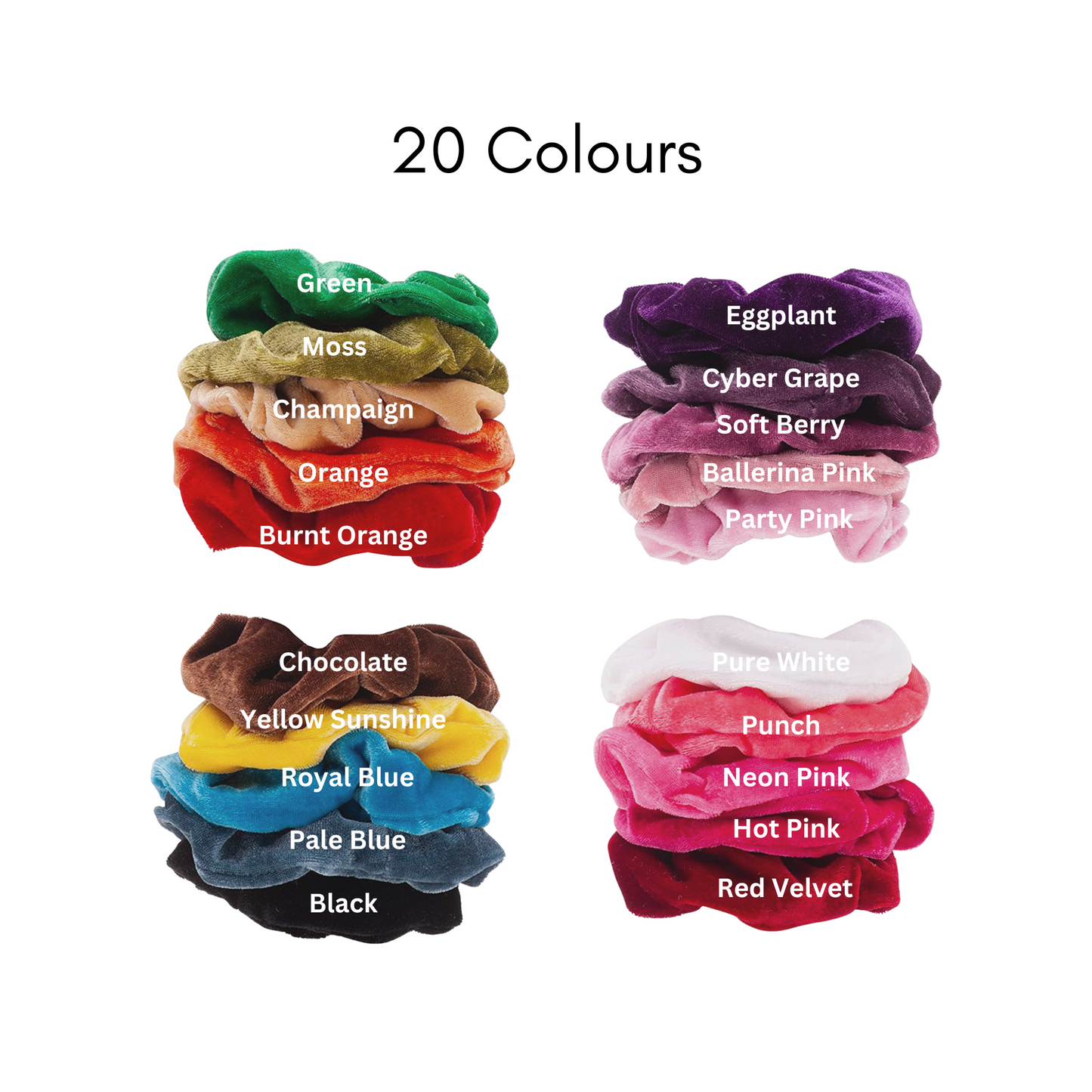 Premium Velvet Scrunchies | 20Pcs Set - Benols Beauty